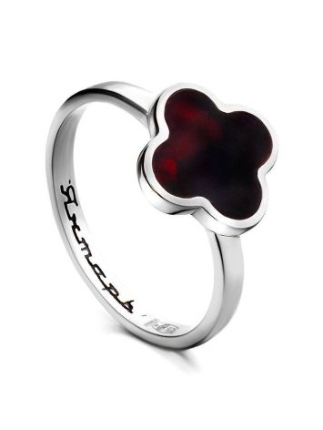 Alhambra Amber Ring In Sterling Silver The Monaco, Ring Size: 5 / 15.5, image 
