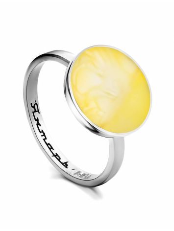 Minimalistic Amber Ring In Sterling Silver The Monaco, Ring Size: 6.5 / 17, image 