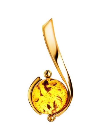 Round Amber Pendant In Gold-Plated Silver The Sphere, image 