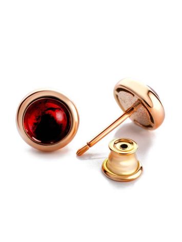 Adorable Cherry Amber Studs In Gold-Plated Silver The Berry, image 