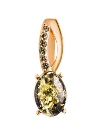 Amber Pendant In Gold With Green Crystals The Raphael, image 