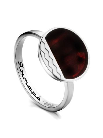 Geometric Amber Ring In Sterling Silver The Monaco, Ring Size: 8 / 18, image 