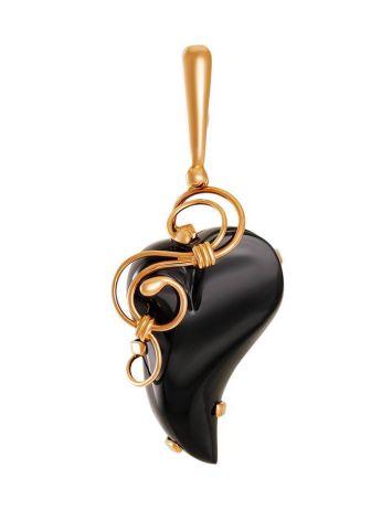 Black Synthetic Onyx Pendant In Gold The Serenade, image 