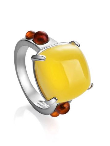 Stylish Geometric Amber Ring In Sterling Silver The Prussia, Ring Size: 11.5 / 21, image 