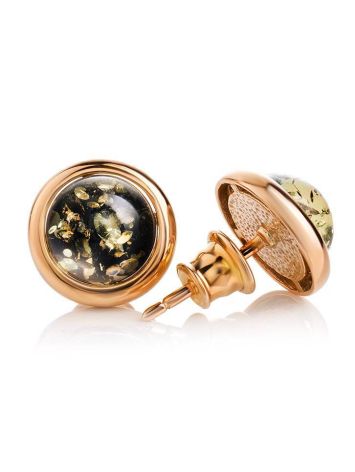 Luminous Gold-Plated Studs With Green Amber The Berry, image 