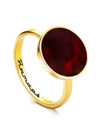 Gold-Plated Ring With Cherry Amber The Monaco, Ring Size: 5.5 / 16, image 