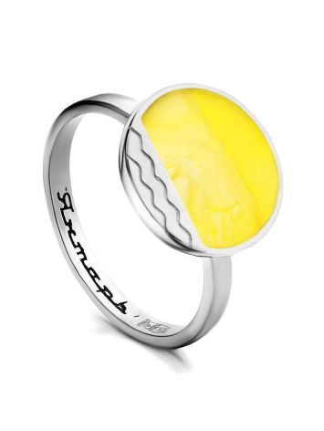 Sterling Silver Ring With Flat Cut Amber The Monaco, Ring Size: 9 / 19, image 