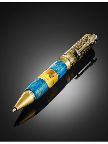 Designer Wenge Wood Ball Pen With Natural Amber, image , picture 2