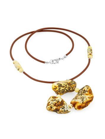 Exclusive natural amber necklace with a flexible silicone cord, image , picture 3