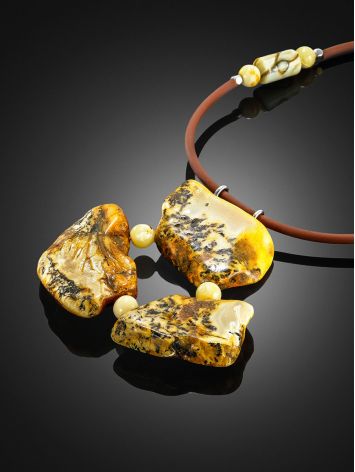 Exclusive natural amber necklace with a flexible silicone cord, image , picture 2