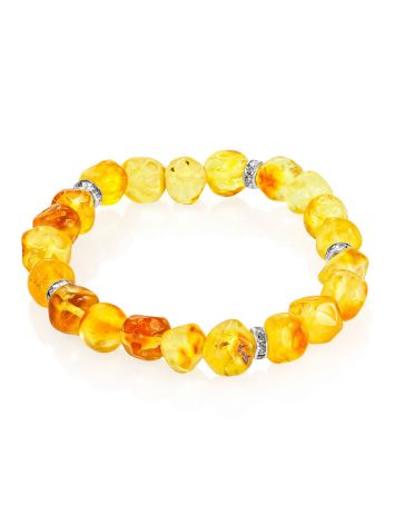 Natural amber bracelet with crystal-embellished spacers, image , picture 4