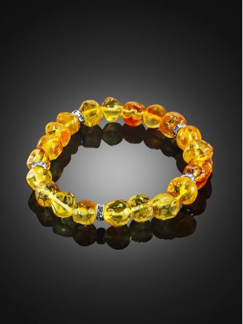 Natural amber bracelet with crystal-embellished spacers, image , picture 2