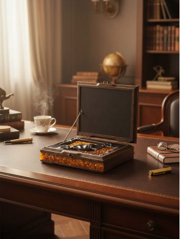 The Duel' collector's set: two Makarov pistol replicas crafted from natural amber, presented in an exquisite gift case, image , picture 7