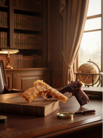 The Duel' collector's set: two Makarov pistol replicas crafted from natural amber, presented in an exquisite gift case, image , picture 8