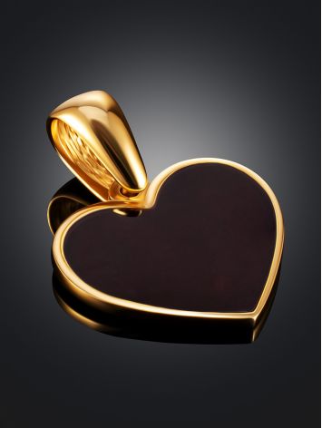 Stylish heart pendant with dark cherry amber., image , picture 2