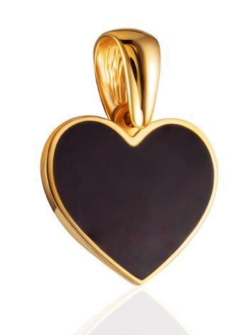 Stylish heart pendant with dark cherry amber., image , picture 3