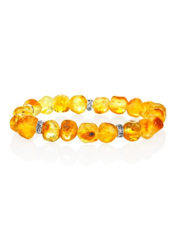 Natural amber bracelet with crystal-embellished spacers, image 