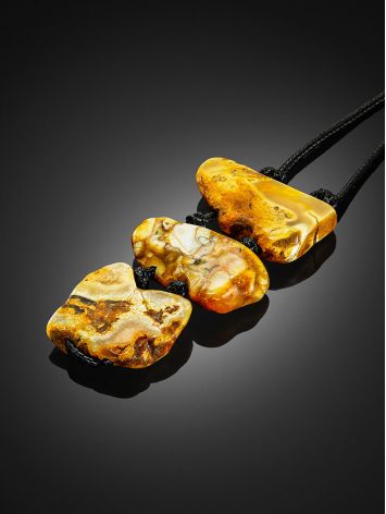Statement necklace: bold natural amber on a soft woven cord, image , picture 2