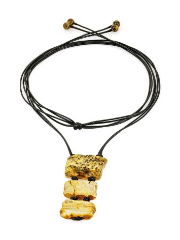 One-of-a-kind necklace featuring natural amber in a modern design, image , picture 3