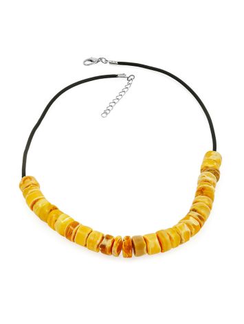 Natural amber 'Disc' choker on a minimalist cord, image , picture 3
