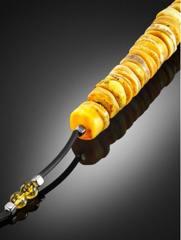 Textured natural amber 'disc' choker on a minimalist cord, image , picture 2