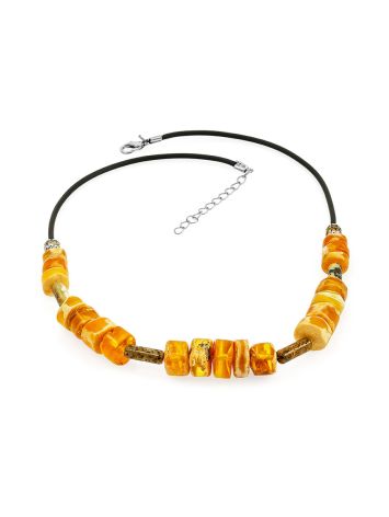 Natural amber 'Disc' choker on a minimalist cord, image , picture 3
