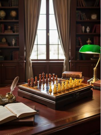 Chess and checkers set: board, pieces, and checkers, image , picture 2