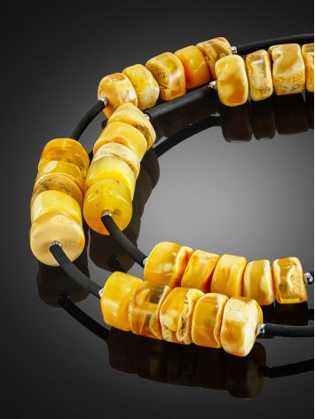 Unusual short necklace with natural picturesque amber "Washers", Length: 45, image , picture 2