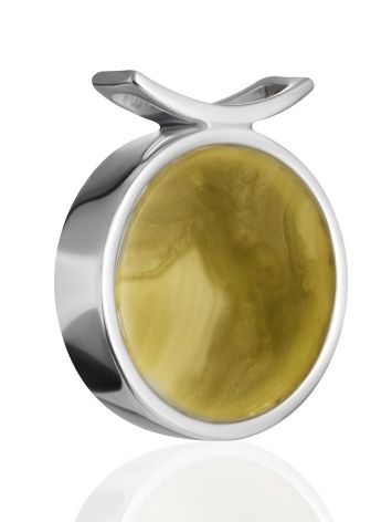 Palazzo greenish amber pendant in a classic round silhouette, image , picture 3