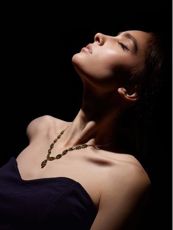 Gold-Plated Necklace With Green Amber, image , picture 4