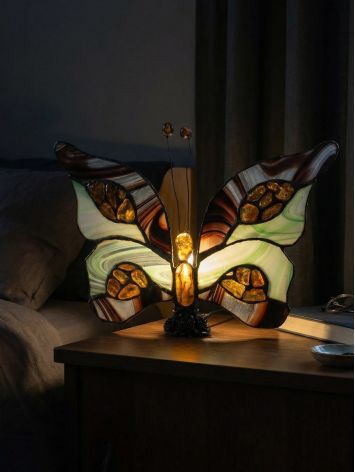 Vibrant 'Butterfly' accent lamp with natural amber inserts — a charming addition to any interior, image , picture 3