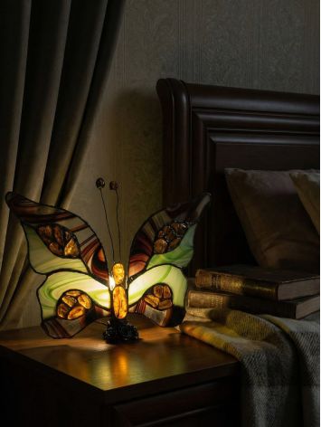 Vibrant 'Butterfly' accent lamp with natural amber inserts — a charming addition to any interior, image , picture 2