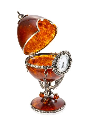 The 'Sovereign' egg-shaped clock-box, crafted from amber and bronze, image , picture 4
