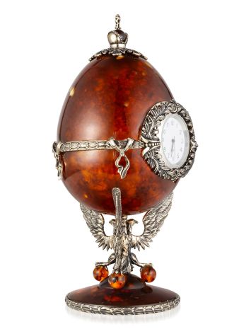 The 'Sovereign' egg-shaped clock-box, crafted from amber and bronze, image , picture 5