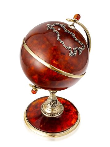 Exquisite globe crafted from natural amber and jewelry-grade bronze, image , picture 4
