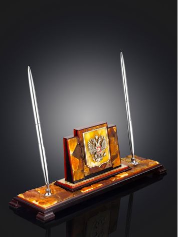 Natural amber desk pen holder, image , picture 2