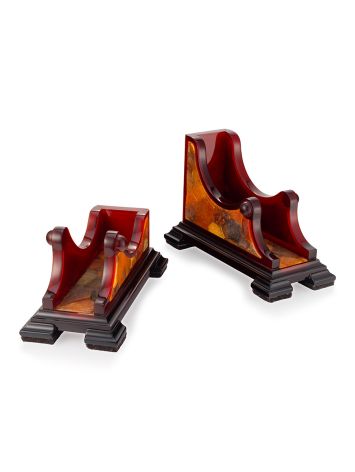 Natural amber desk set with an integrated clock, image , picture 3