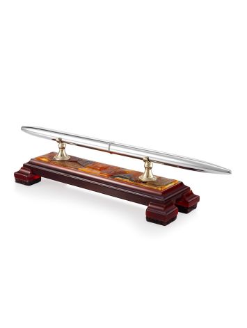 Natural amber desk set with an integrated clock, image , picture 4