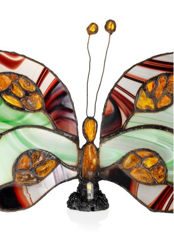 Vibrant 'Butterfly' accent lamp with natural amber inserts — a charming addition to any interior, image , picture 4