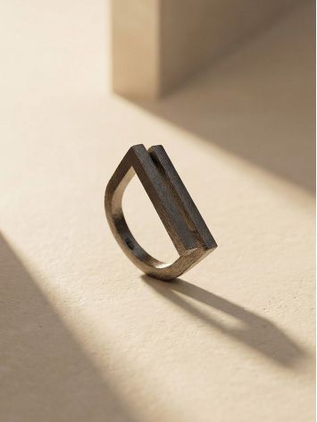 Чернёное кольцо SILK с матовым финишем, Ring Size: 8 / 18, image , picture 4