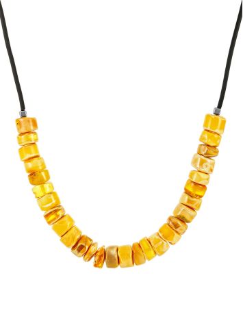 Natural amber 'Disc' choker on a minimalist cord, image 