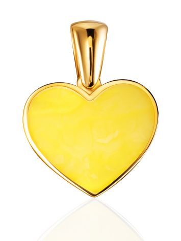 Heart pendant with bright honey amber, image 