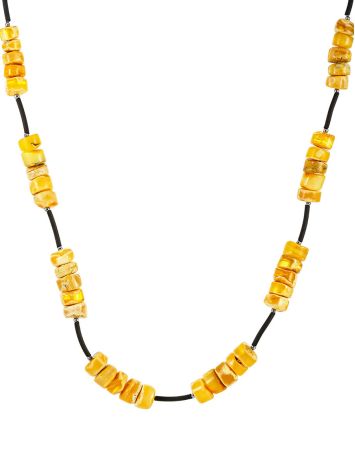 Unusual short necklace with natural picturesque amber "Washers", Length: 45, image 