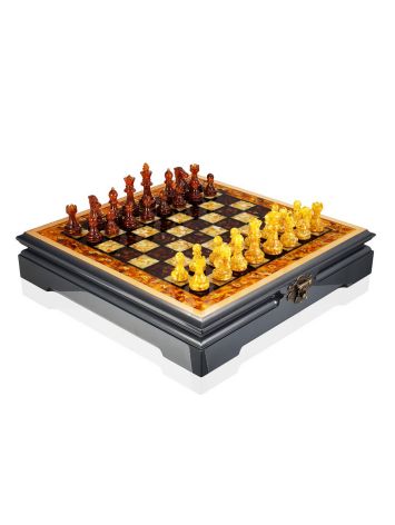 Luxury Natural Amber and Wooden Chess Set, image 