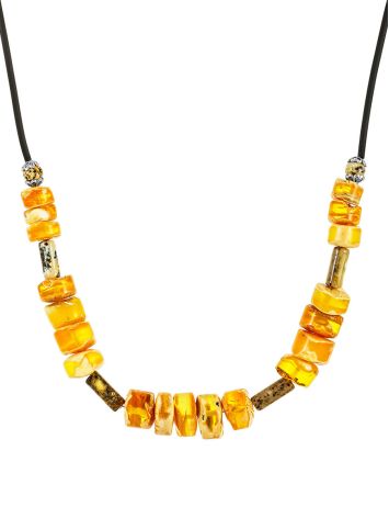 Natural amber 'Disc' choker on a minimalist cord, image 