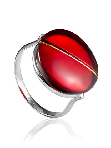 Bright Red Amber Ring, Ring Size: 7 / 17.5, image 