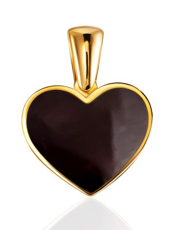 Stylish heart pendant with dark cherry amber., image 