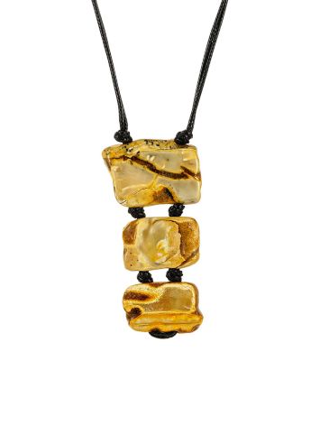 One-of-a-kind necklace featuring natural amber in a modern design, image 