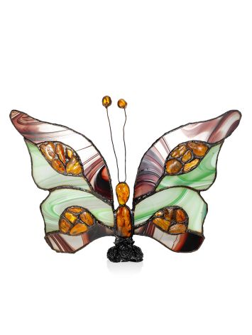 Vibrant 'Butterfly' accent lamp with natural amber inserts — a charming addition to any interior, image 
