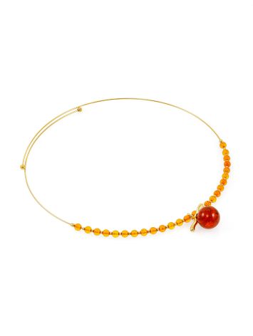 Minimalist Beoluna™ hoop choker made of natural amber with gold-plated brass hardware, image , picture 4